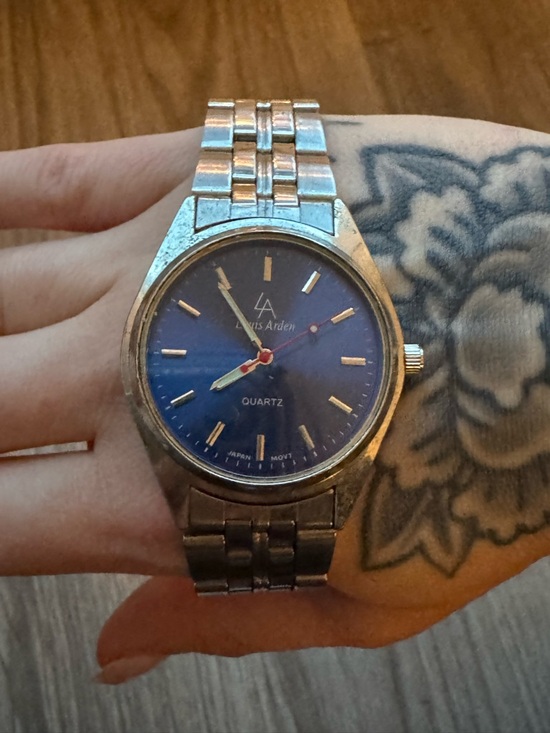 Other - LA by Louis Arden Men's Silver Bracelet Watch with Blue Dial